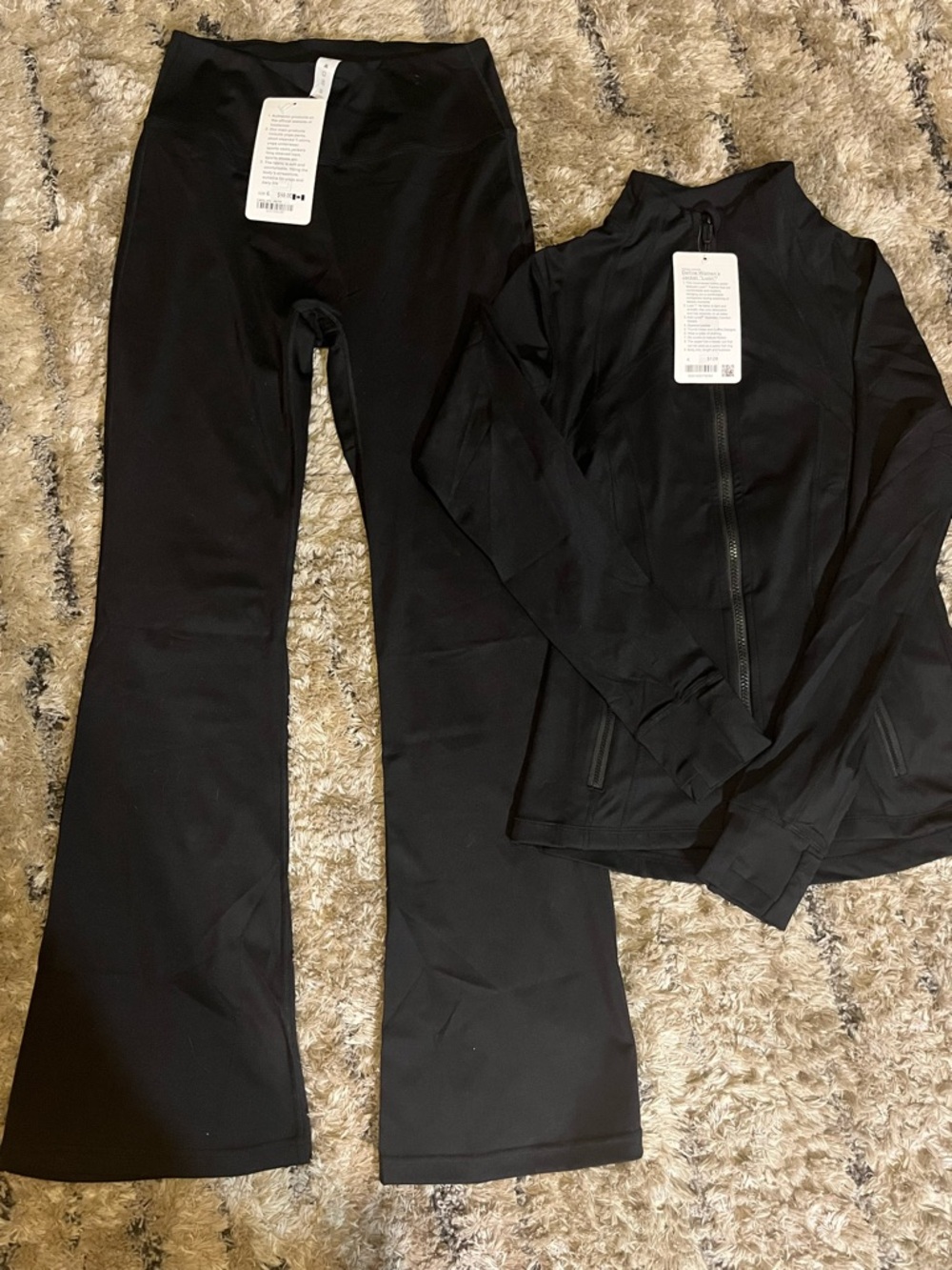 lululemon athletica Black Flare Yoga Pants with Matching Zip Define jacket